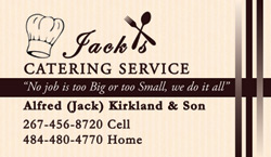 Jack's Catering Business Card
