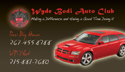 Wyde Bodi Auto Club Business Card