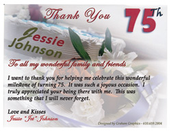 75th Birthday Thank you card